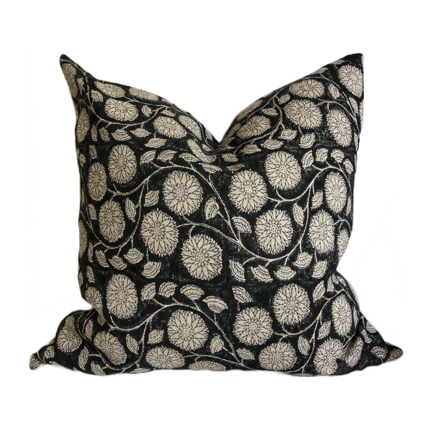 Ebony block print cushion cover