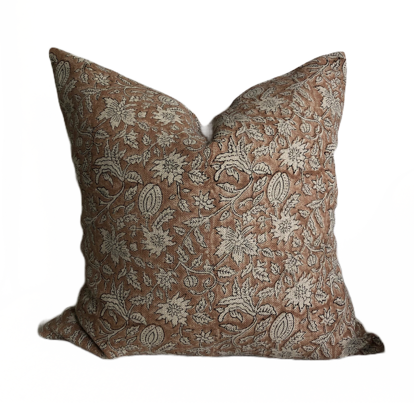 Russet block print cushion cover